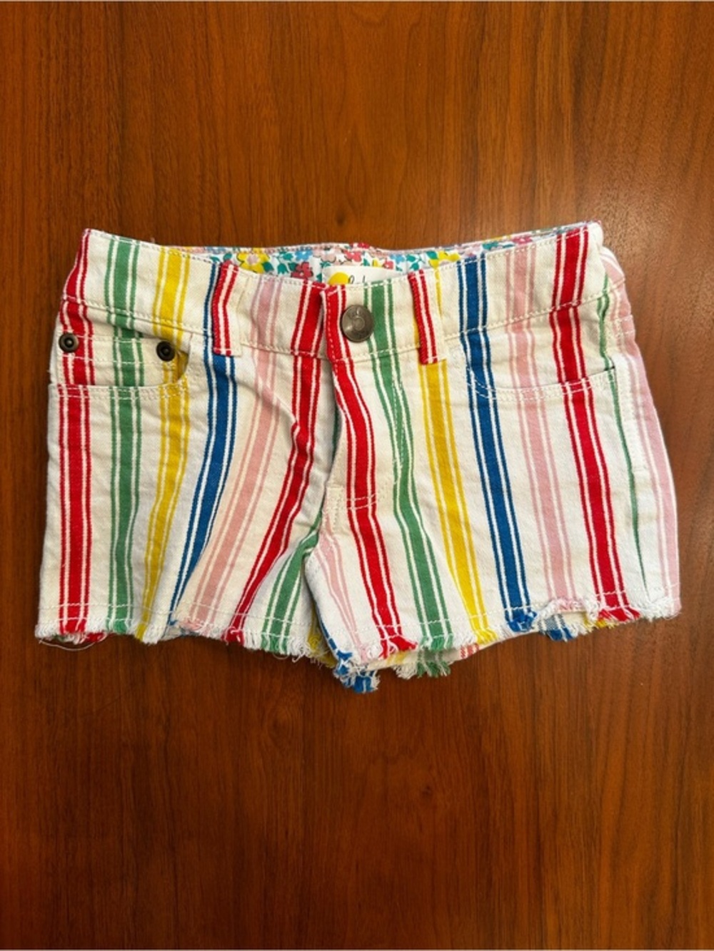 Mini Boden Girls Multi-Color Rainbow Striped Casual Shorts size 4